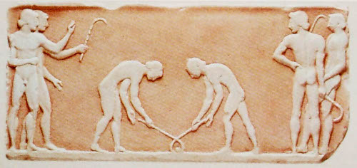 Ancient Greeks playing field hockey